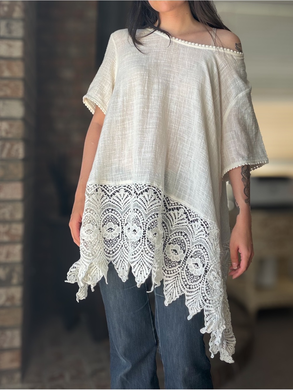 White Embroidered Dainty Boho Dream Mini  Dress with Fringe Lace Trim